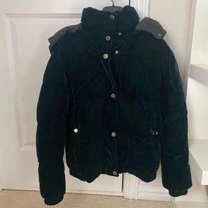 BCBGENERATION green velvet detachable hooded puffer XS